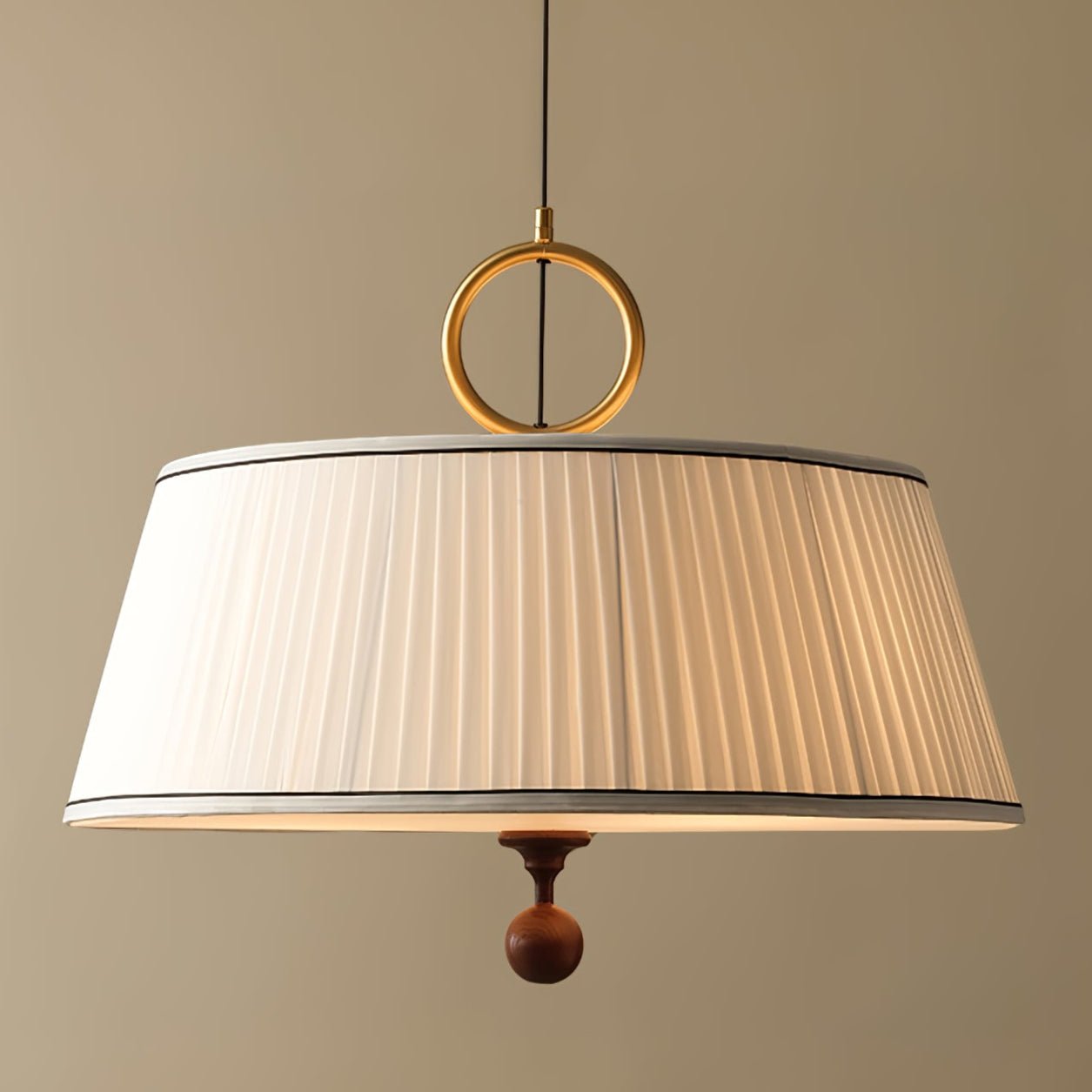 Quvlen Traditional Natural Wood Fabric Pendant Lamp-Neutral Decor