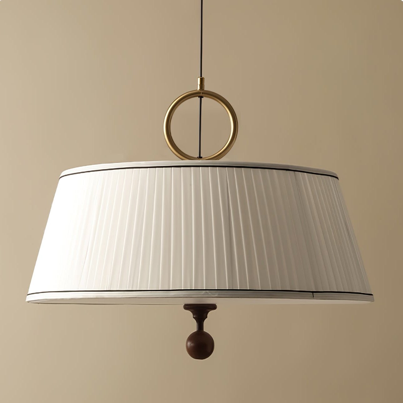 Quvlen Traditional Natural Wood Fabric Pendant Lamp-Neutral Decor
