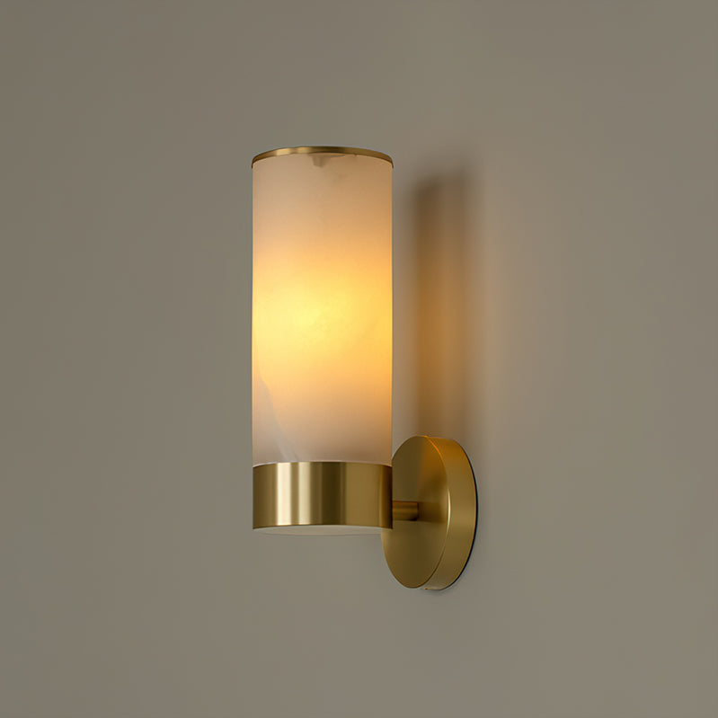 Alistair Alabaster Wall Sconce in a sleek black finish.