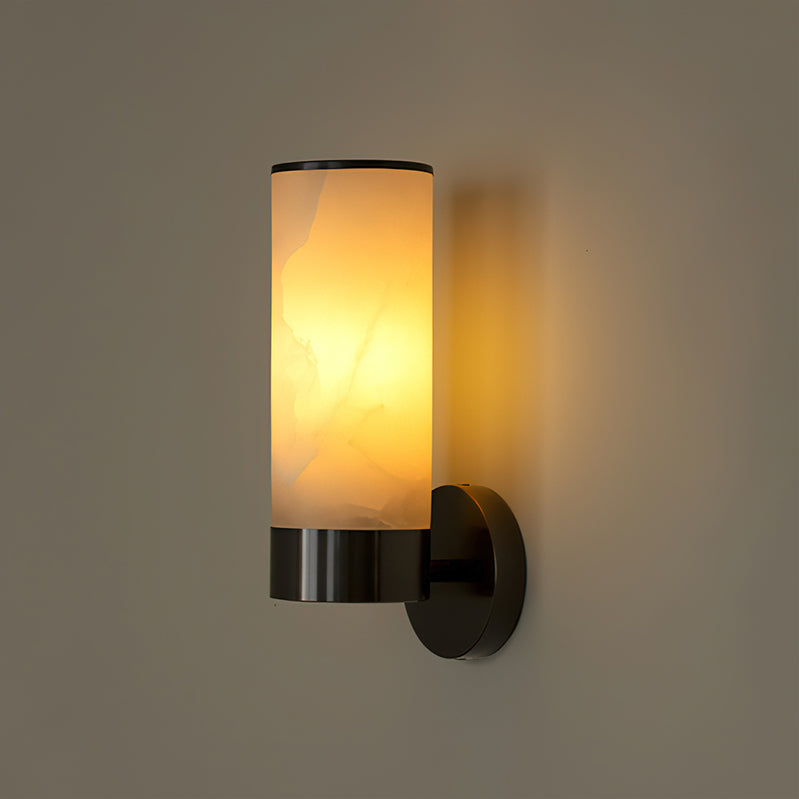 Alistair Alabaster Wall Sconce in a clean white finish.