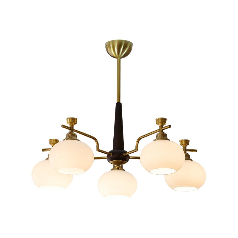Velirara Traditional Unique Sphere Wood Glass Chandelier-Neutral Decor