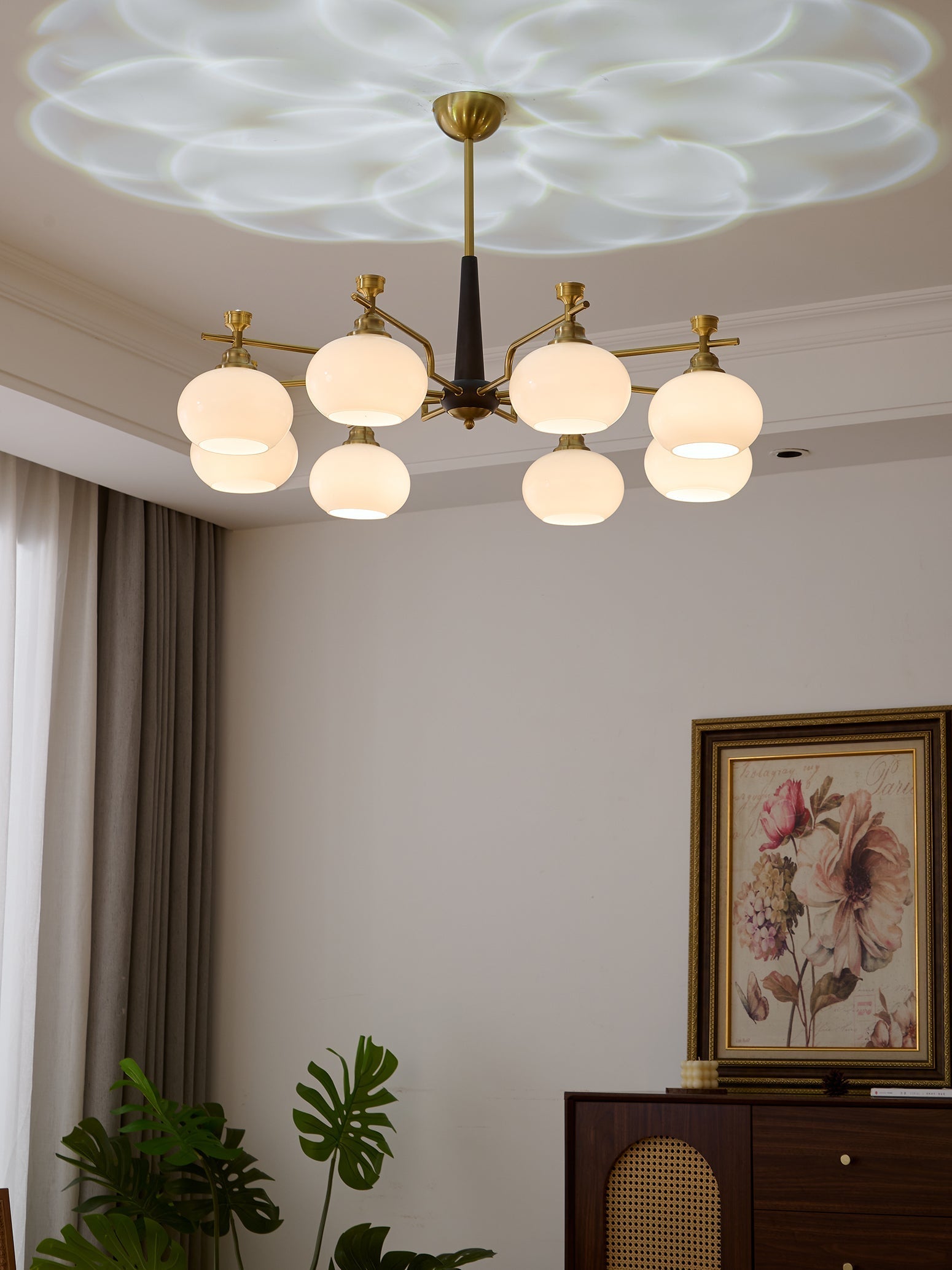 Velirara Traditional Unique Sphere Wood Glass Chandelier-Neutral Decor