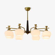 Velirara Traditional Unique Sphere Wood Glass Chandelier-Neutral Decor