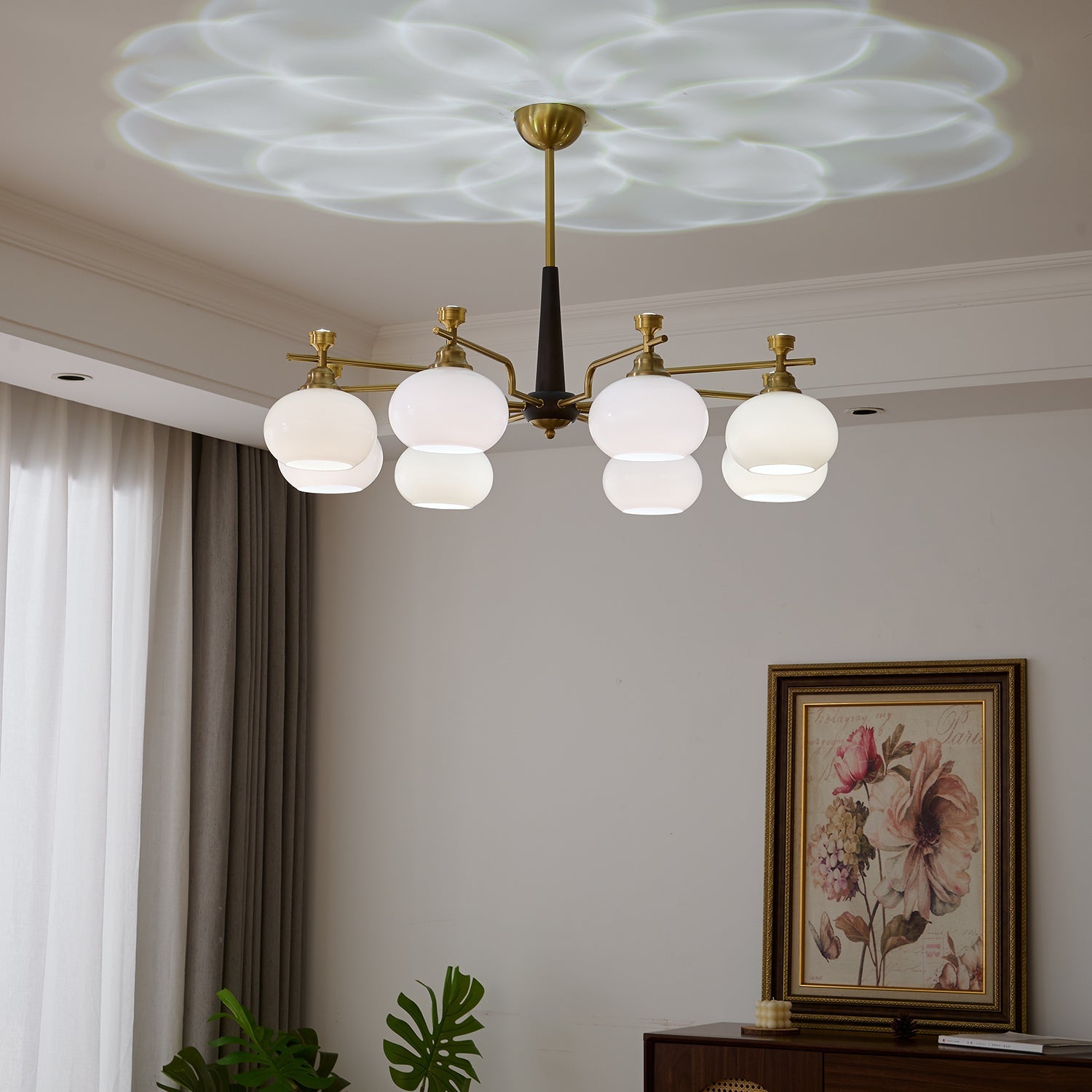 Velirara Traditional Unique Sphere Wood Glass Chandelier-Neutral Decor