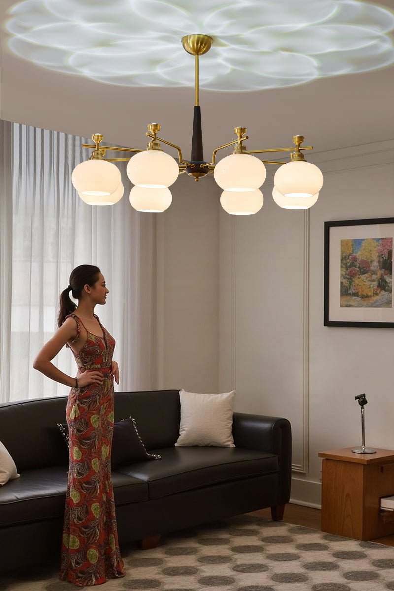 Velirara Traditional Unique Sphere Wood Glass Chandelier-Neutral Decor