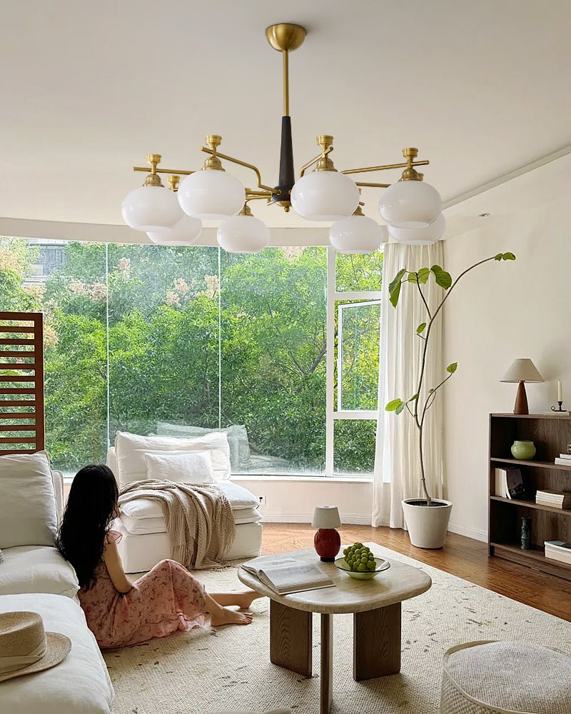 Velirara Traditional Unique Sphere Wood Glass Chandelier-Neutral Decor