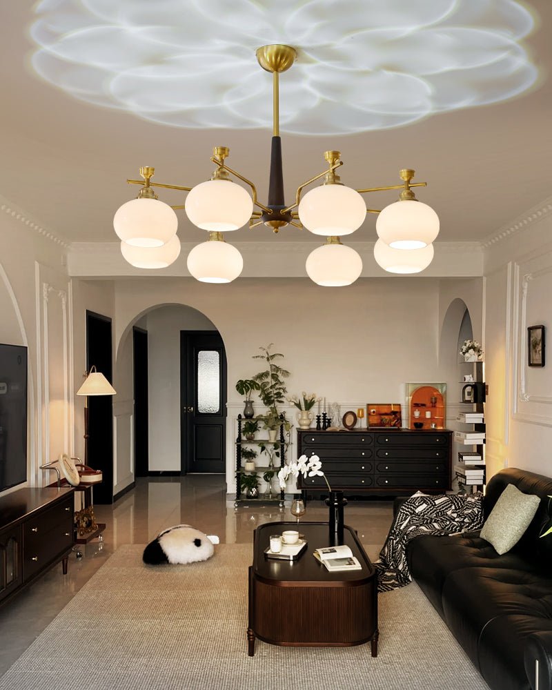 Velirara Traditional Unique Sphere Wood Glass Chandelier-Neutral Decor