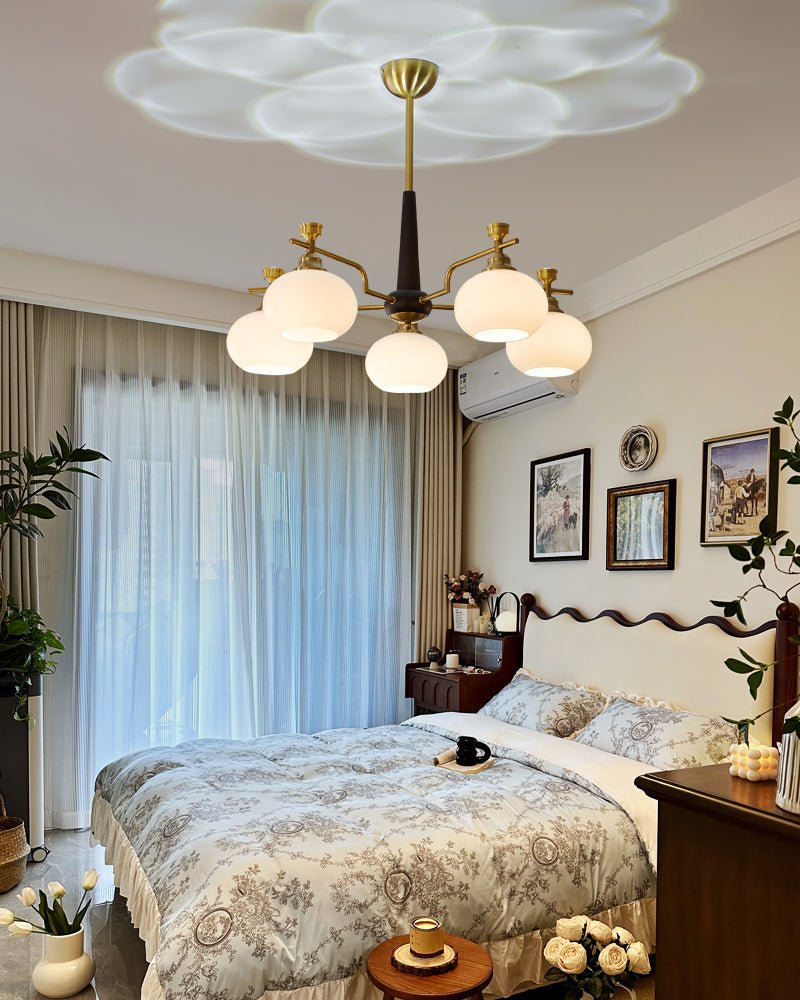 Velirara Traditional Unique Sphere Wood Glass Chandelier-Neutral Decor