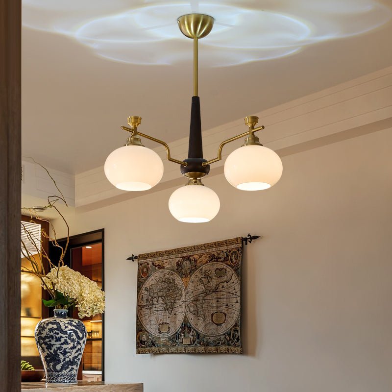 Velirara Traditional Unique Sphere Wood Glass Chandelier-Neutral Decor