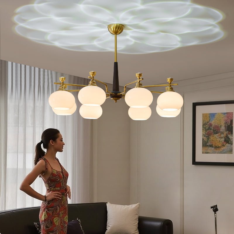 Velirara Traditional Unique Sphere Wood Glass Chandelier-Neutral Decor