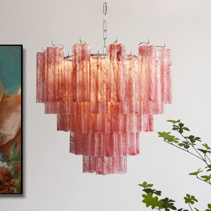 Alistair Chandelier with delicate Light Pink glass prisms.