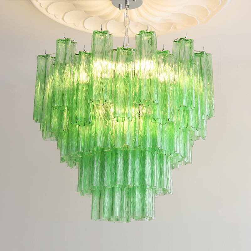 Alistair Chandelier showcasing bold Red Clouds glass prisms.
