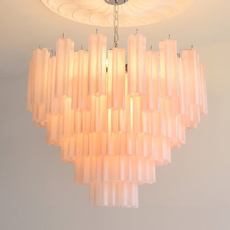 Alistair Chandelier with calming Light Green glass prisms.