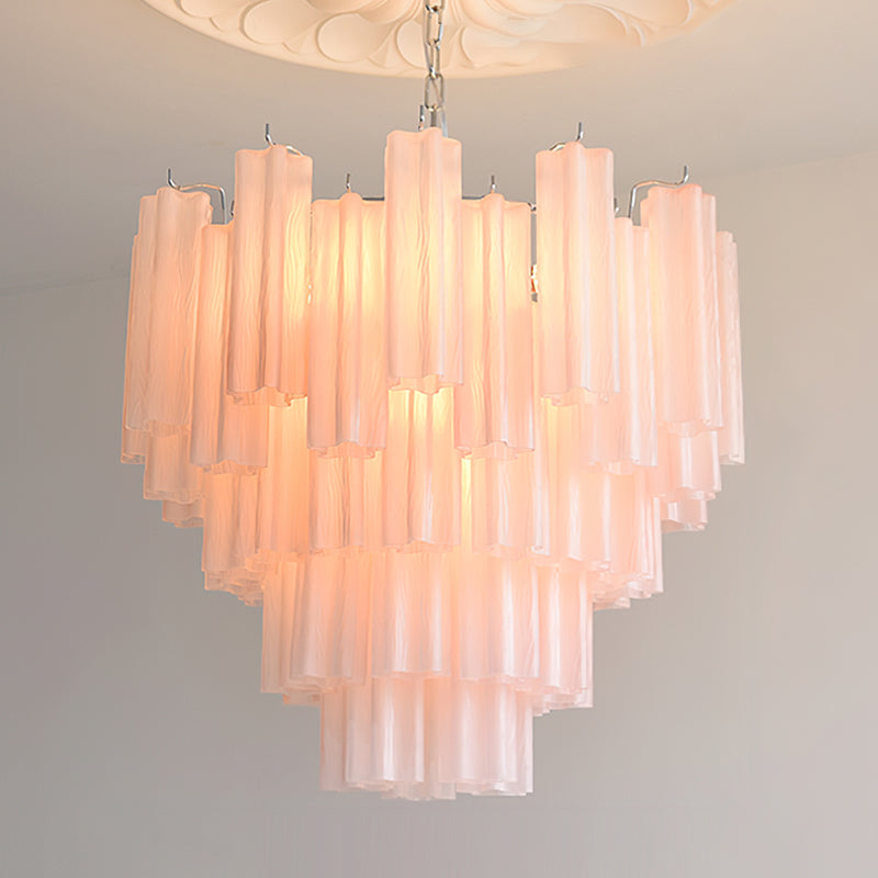 Alistair Chandelier with delicate Light Pink glass prisms.