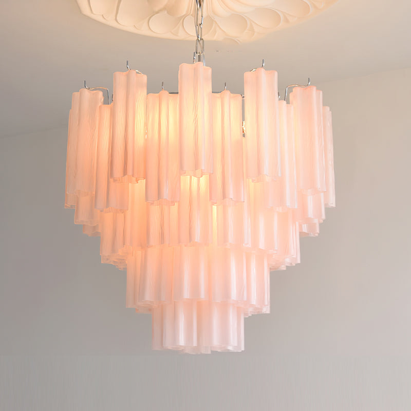 Angled view of the Alistair Chandelier showing its prismatic light refraction.
