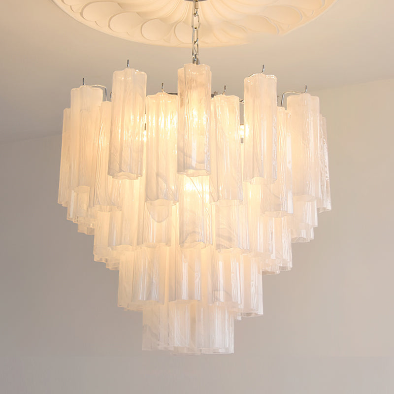 Alistair Triedri Glass Chandelier with a multi-tier cascade design.