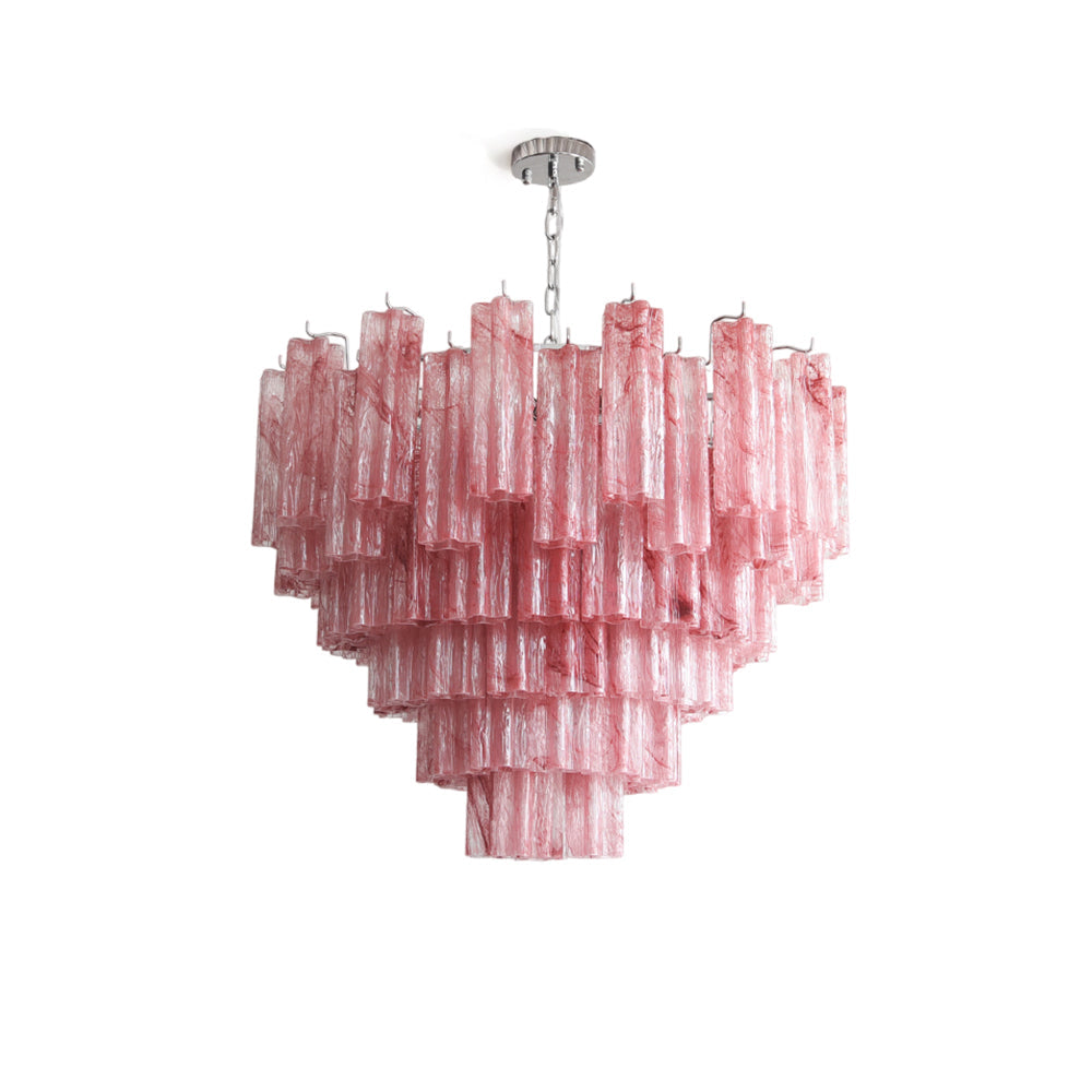 Alistair Triedri Glass Chandelier with a multi-tier cascade design.