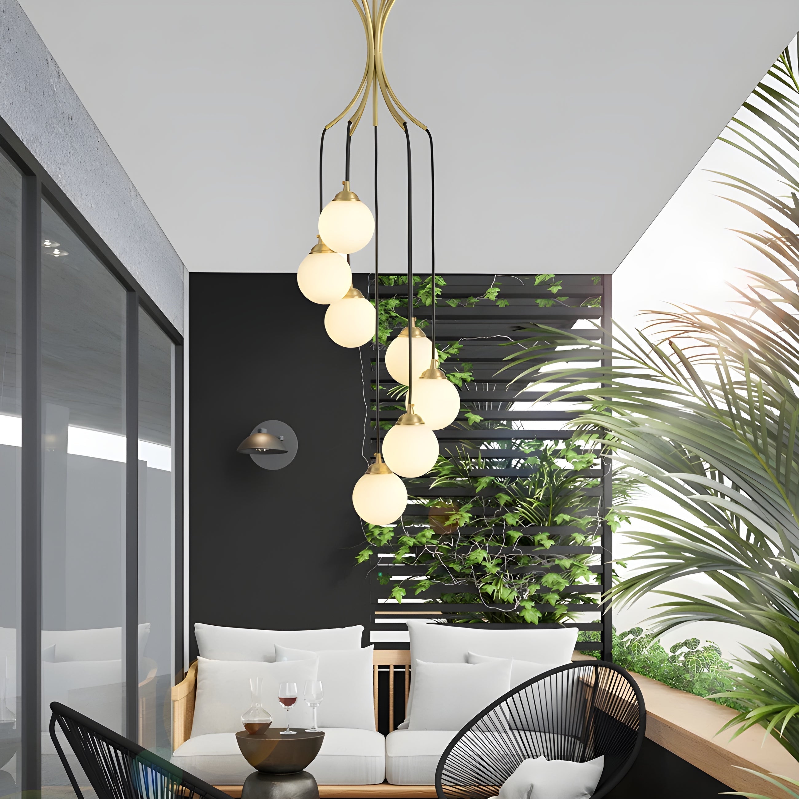 Zoruvyi Modern Minimalist Ball Drop Glass Chandelier