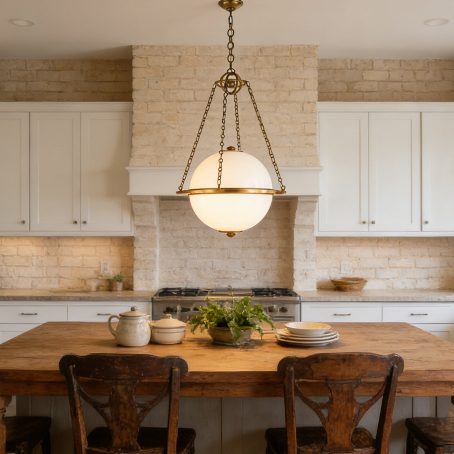 Close-up of the brass detailing on the Alora Pendant Lamp.
