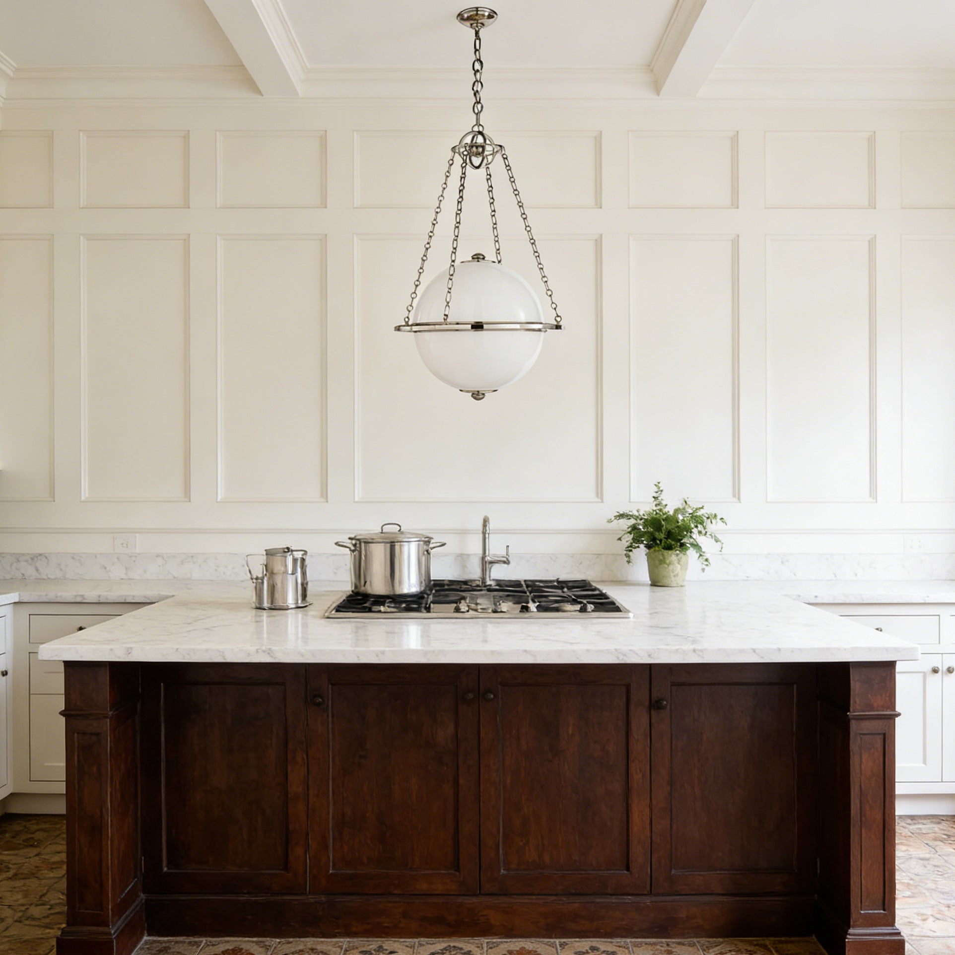 Side view of the Alora Pendant Lamp showcasing its elegant chains.
