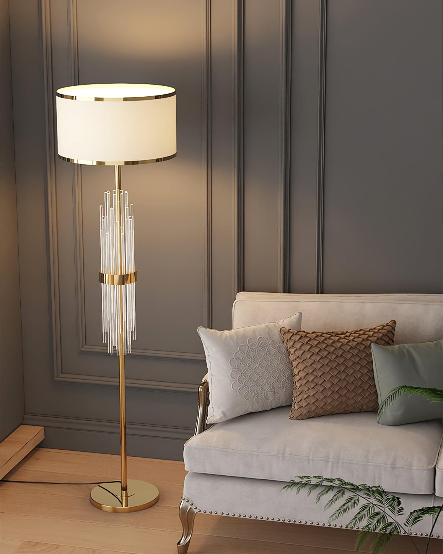 Regalian Fabric Contemporary Floor Lamp-Neutral Decor