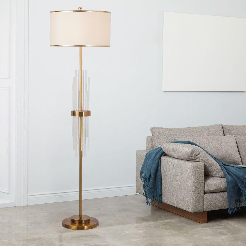 Regalian Fabric Contemporary Floor Lamp-Neutral Decor