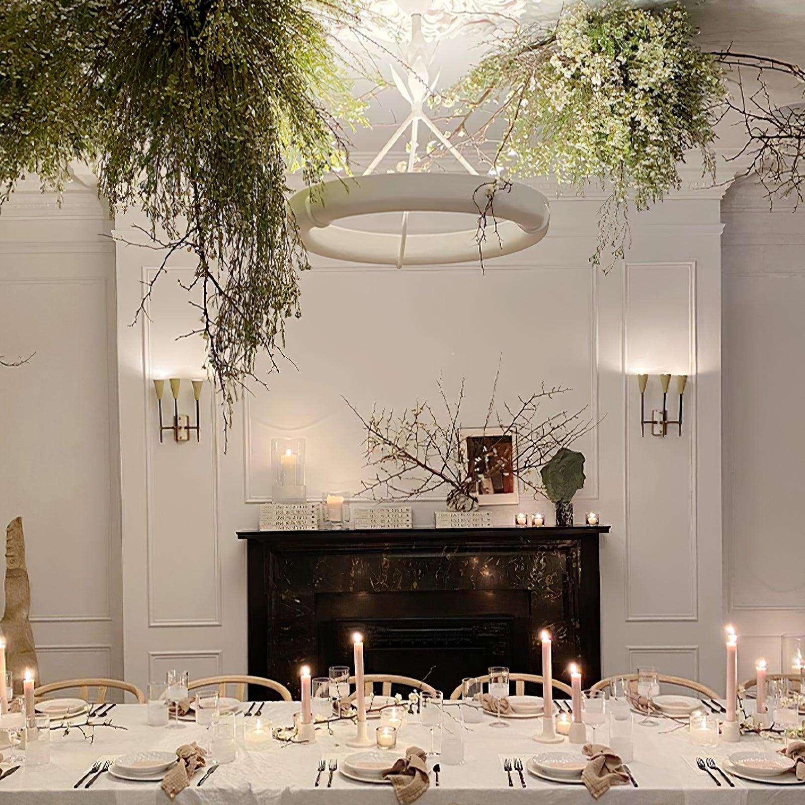 Eixor Chandelier Plaster White Floral Shape Minimalist-Neutral Decor