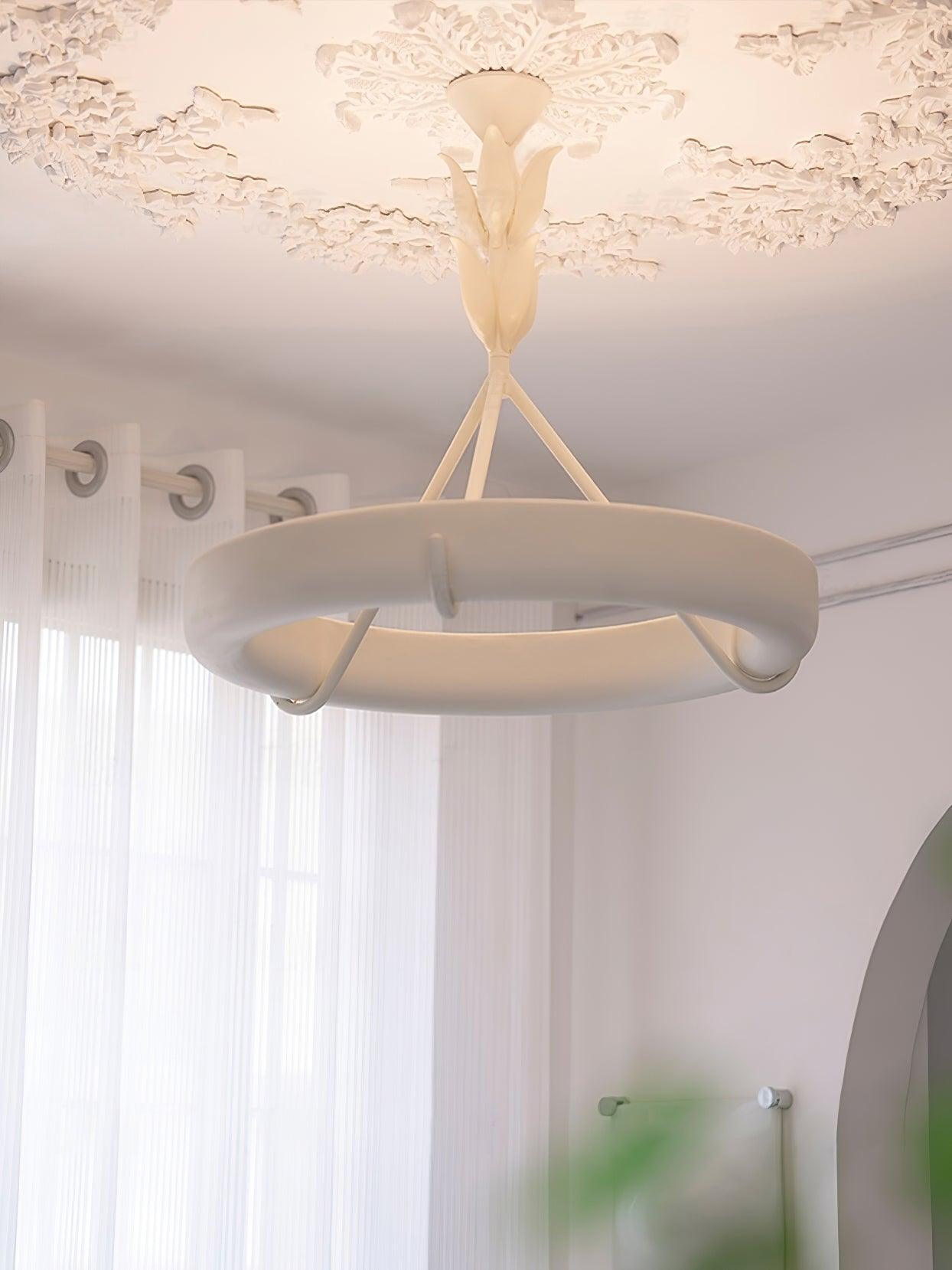 Eixor Chandelier Plaster White Floral Shape Minimalist-Neutral Decor