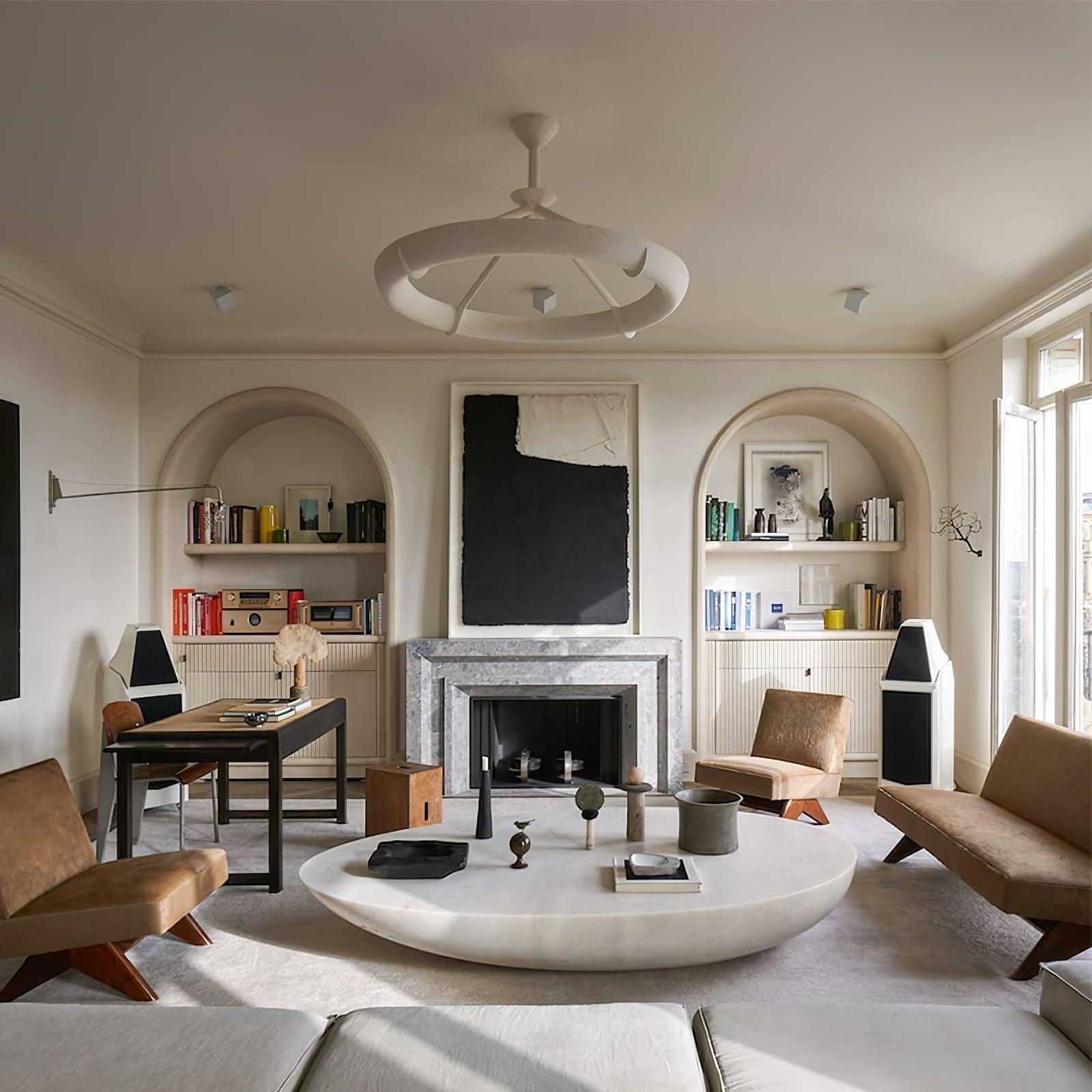 Eixor Chandelier Plaster White Floral Shape Minimalist-Neutral Decor
