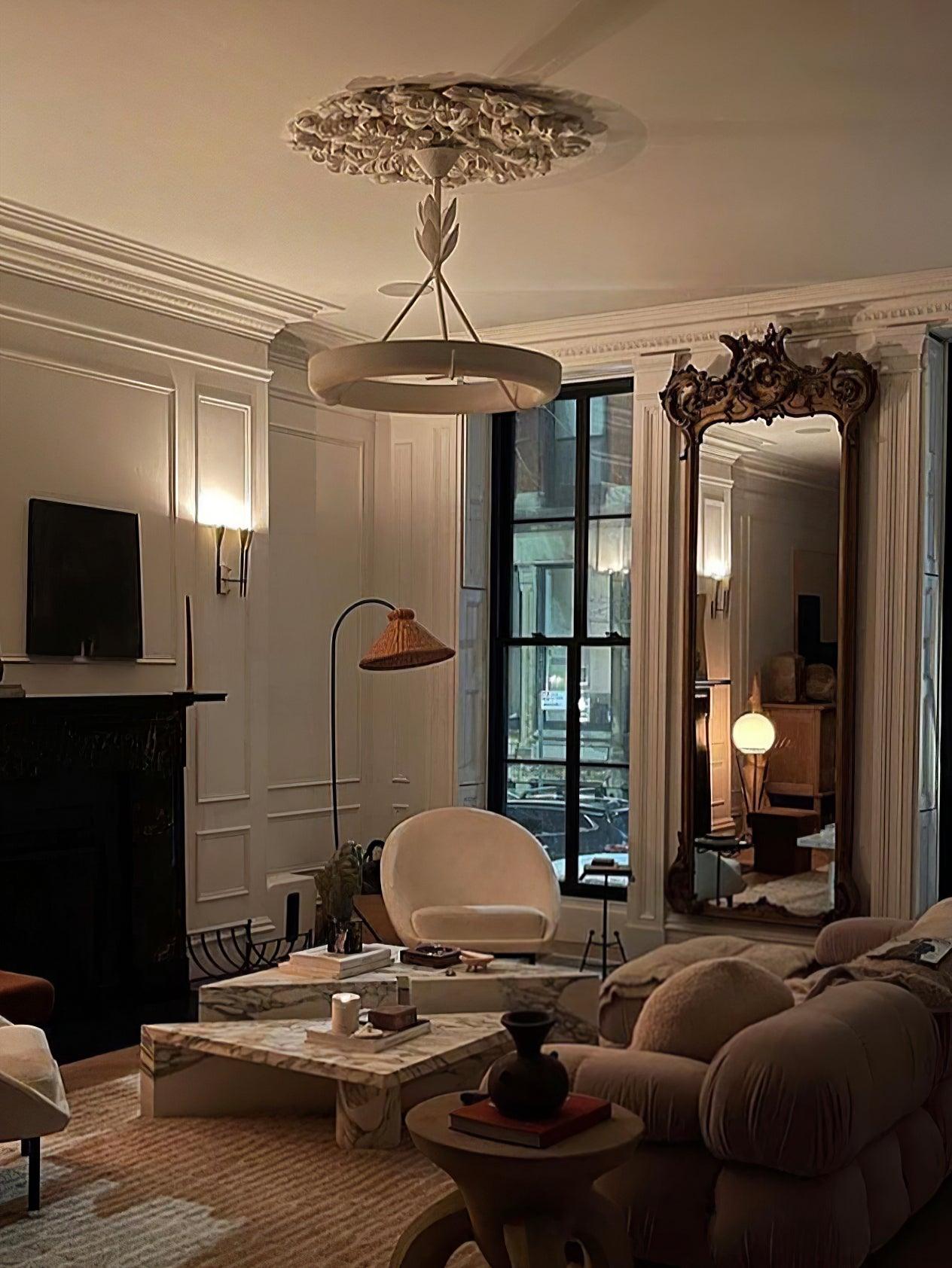 Eixor Chandelier Plaster White Floral Shape Minimalist-Neutral Decor