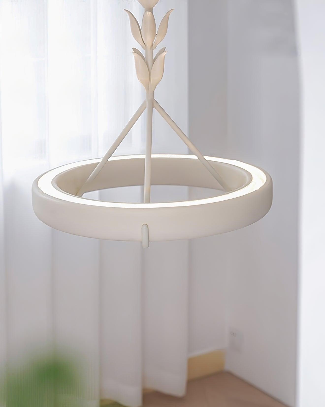 Eixor Chandelier Plaster White Floral Shape Minimalist-Neutral Decor