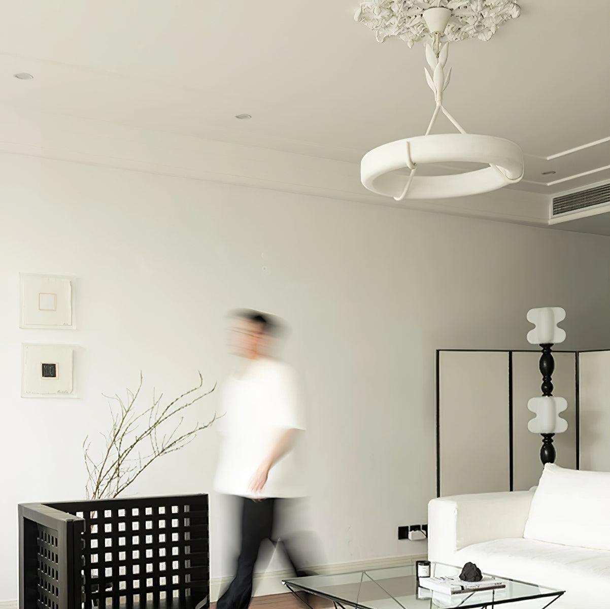 Eixor Chandelier Plaster White Floral Shape Minimalist-Neutral Decor