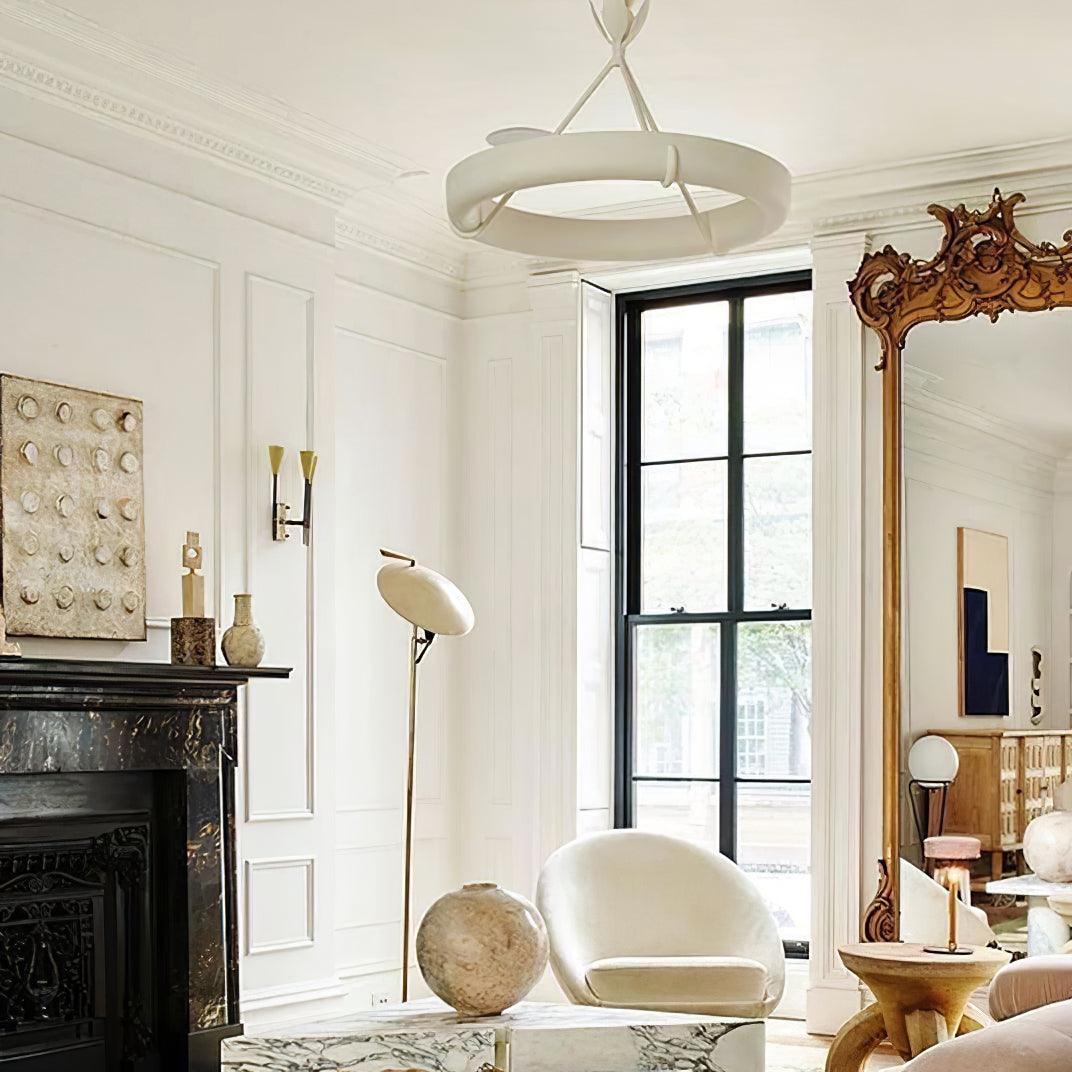 Eixor Chandelier Plaster White Floral Shape Minimalist-Neutral Decor