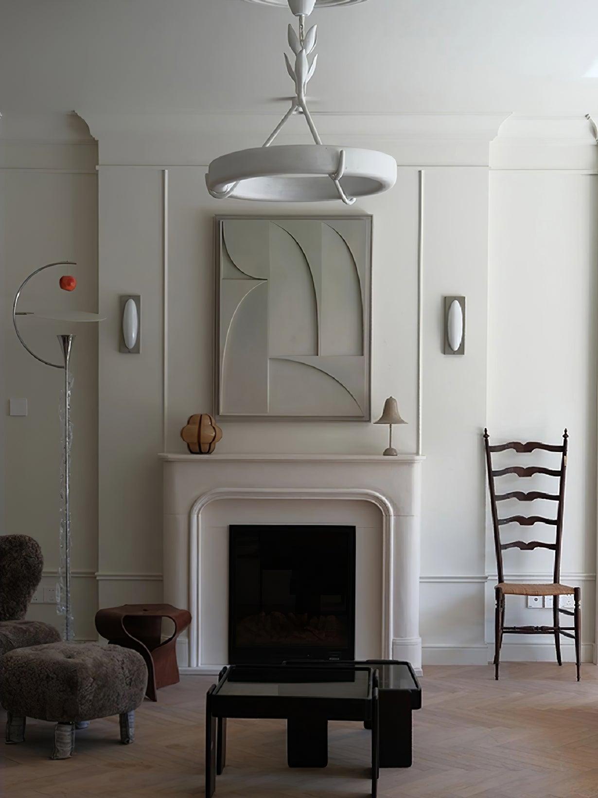 Eixor Chandelier Plaster White Floral Shape Minimalist-Neutral Decor