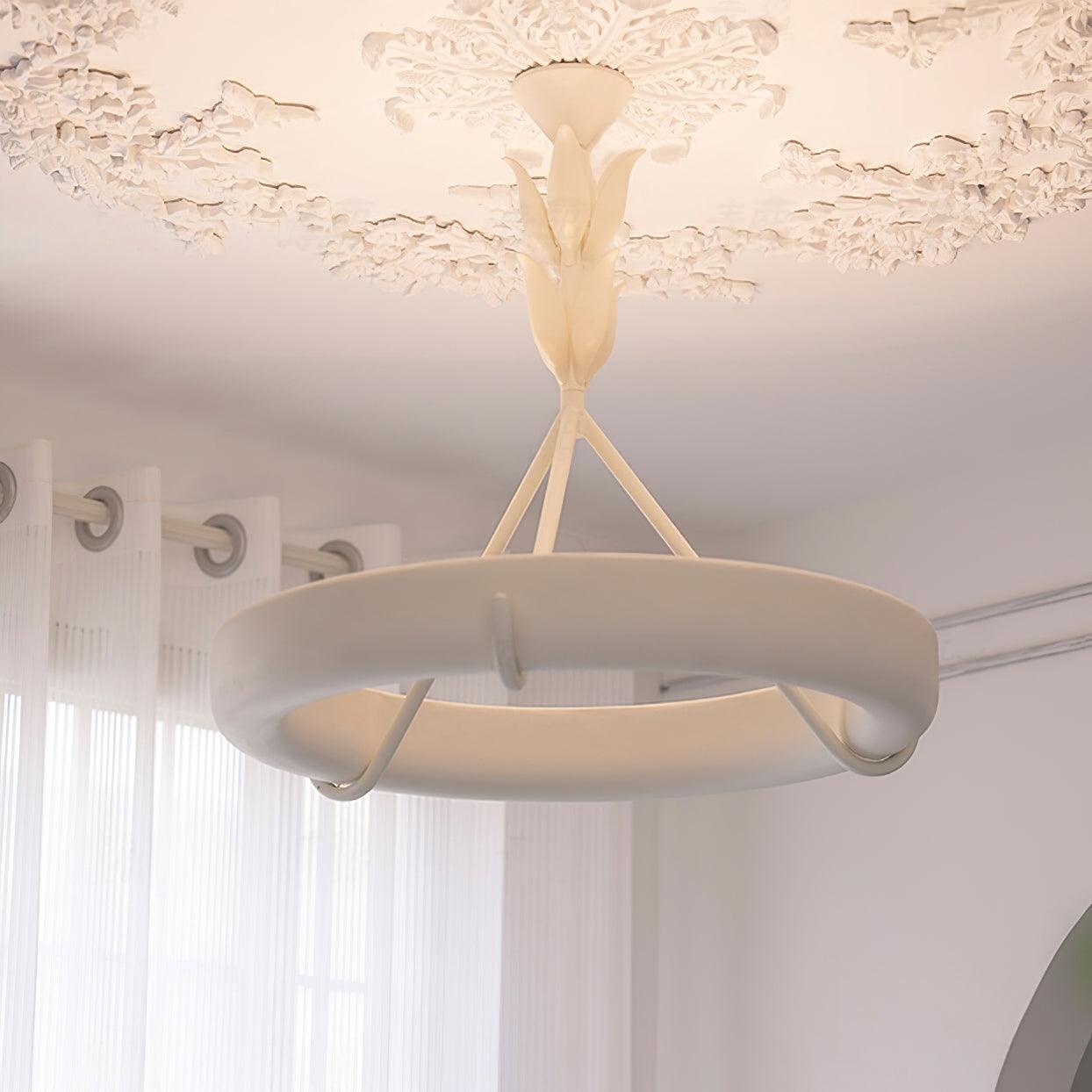 Eixor Chandelier Plaster White Floral Shape Minimalist-Neutral Decor