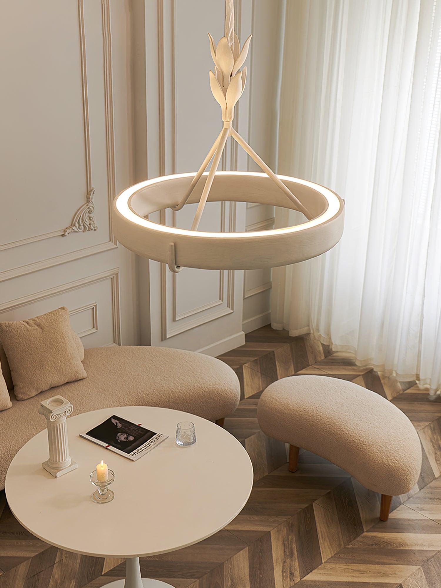 Eixor Chandelier Plaster White Floral Shape Minimalist-Neutral Decor