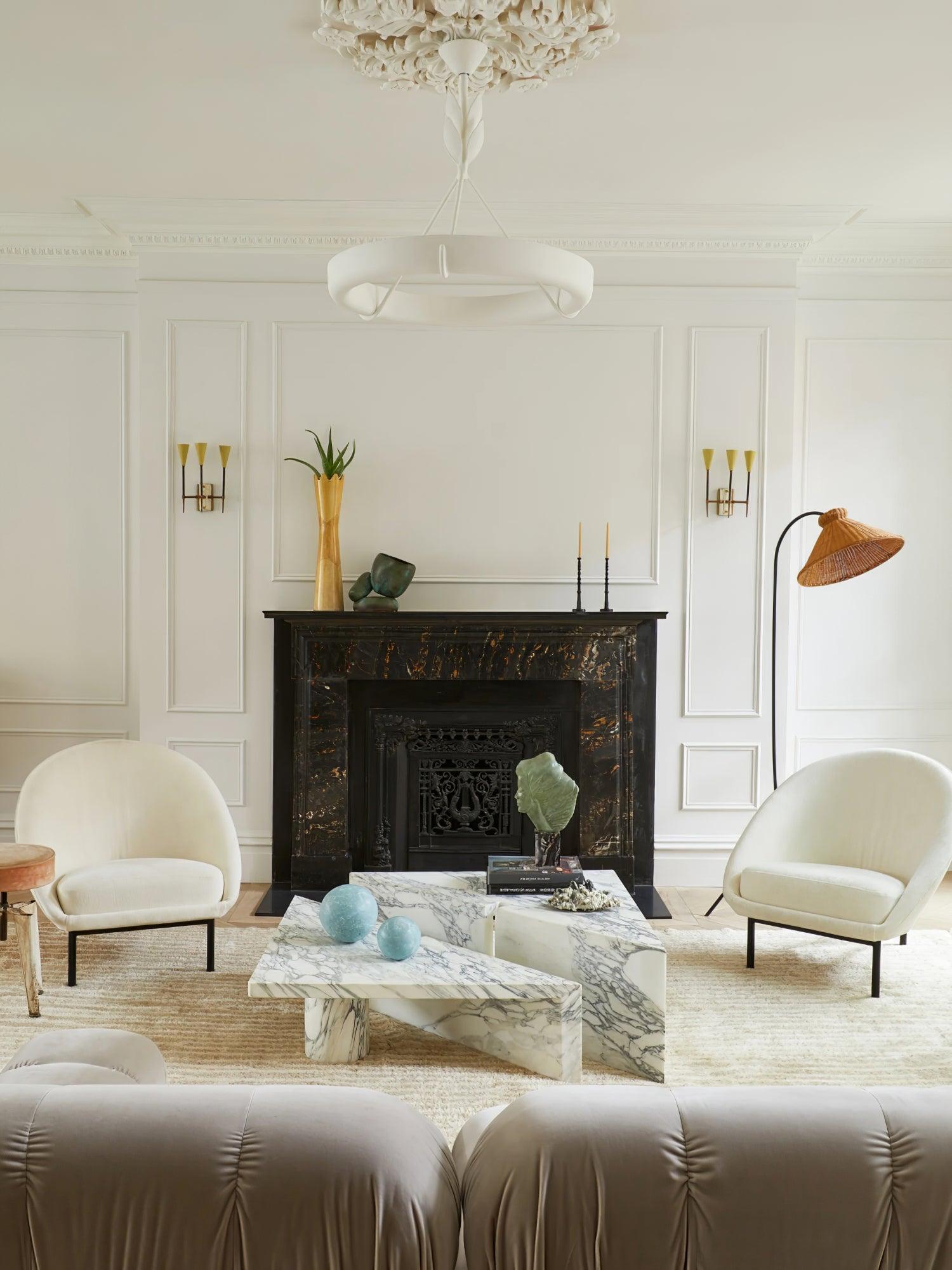 Eixor Chandelier Plaster White Floral Shape Minimalist-Neutral Decor