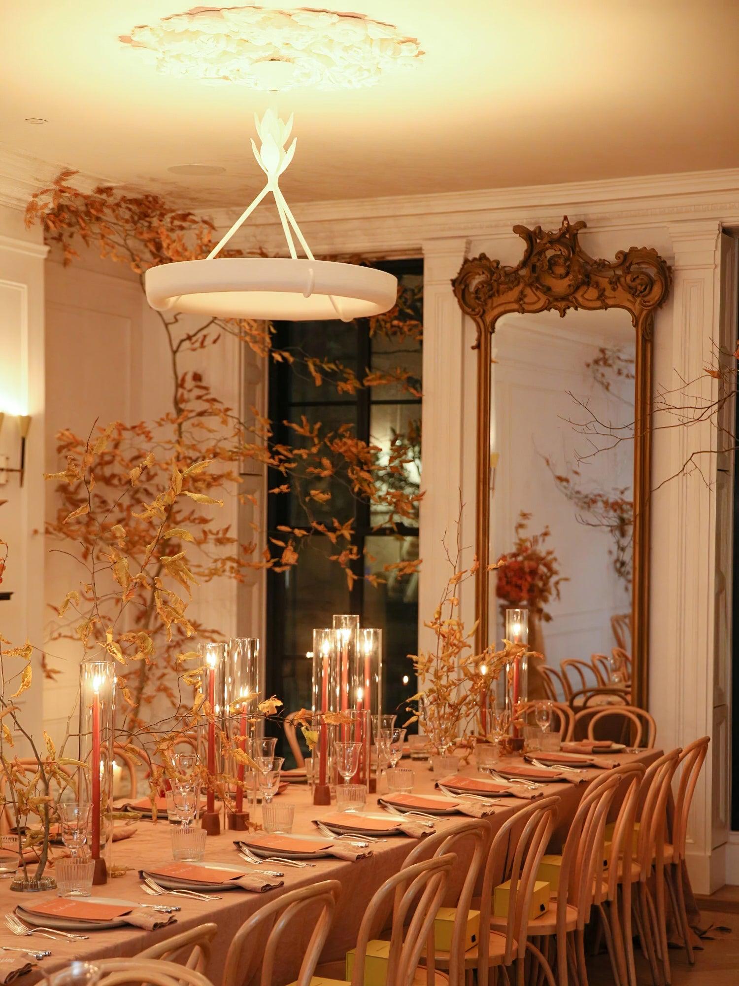 Eixor Chandelier Plaster White Floral Shape Minimalist-Neutral Decor