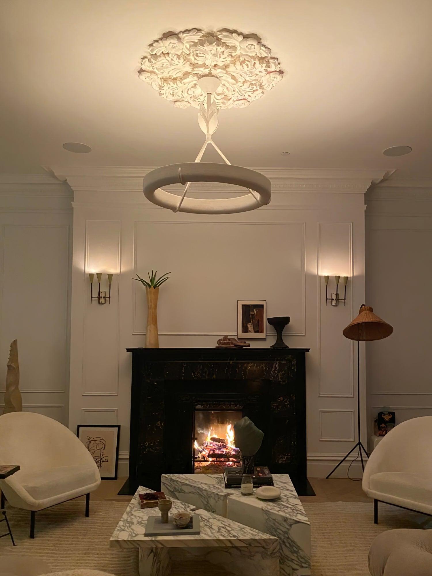 Eixor Chandelier Plaster White Floral Shape Minimalist-Neutral Decor