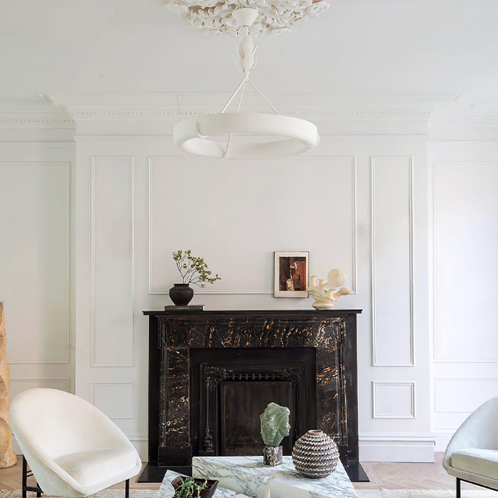 Eixor Chandelier Plaster White Floral Shape Minimalist-Neutral Decor