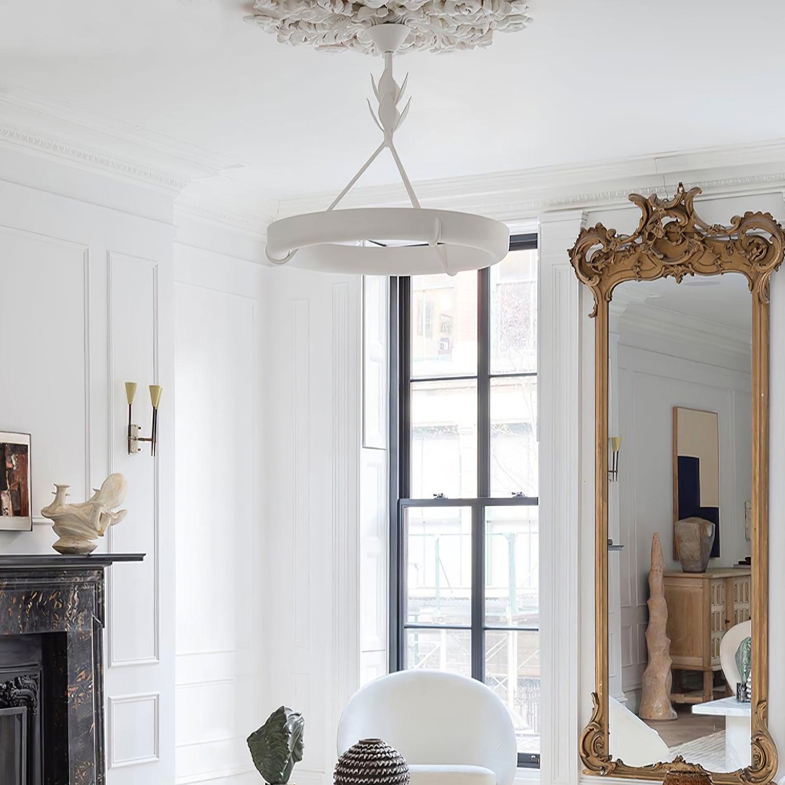 Eixor Chandelier Plaster White Floral Shape Minimalist-Neutral Decor