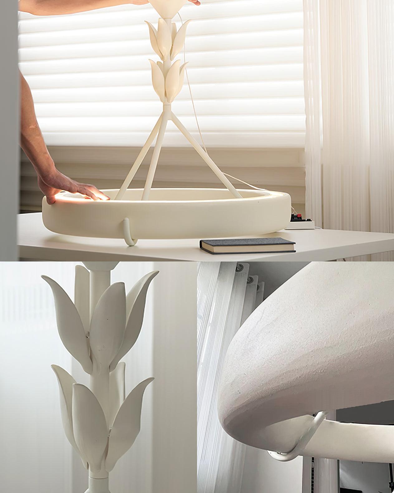 Eixor Chandelier Plaster White Floral Shape Minimalist-Neutral Decor
