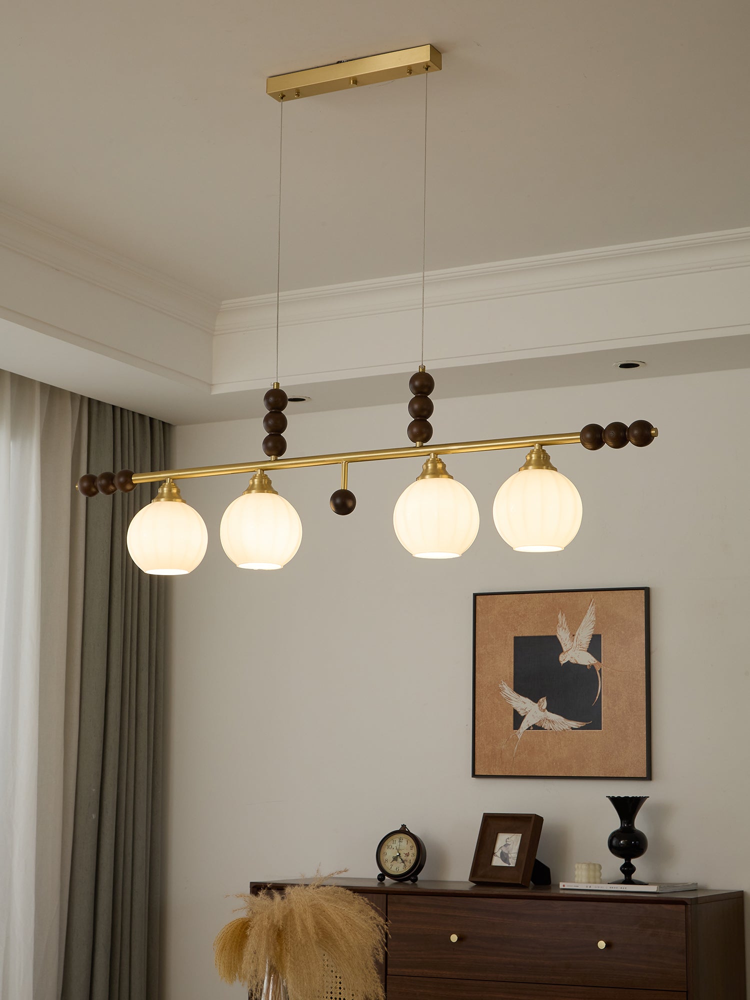 Zerinen Premium Nordic Art Island Glass Wood Pendant Lamp-Neutral Decor