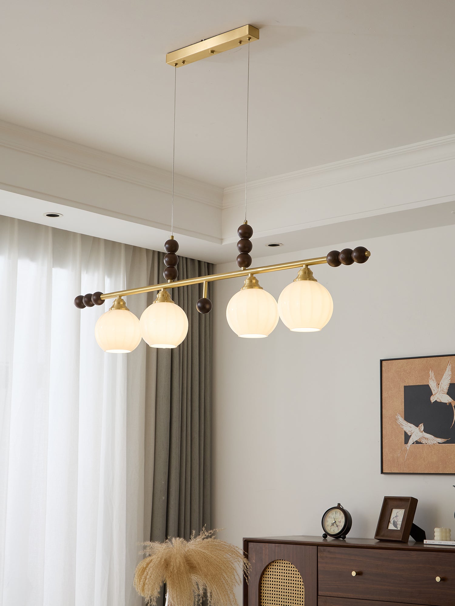 Zerinen Premium Nordic Art Island Glass Wood Pendant Lamp-Neutral Decor