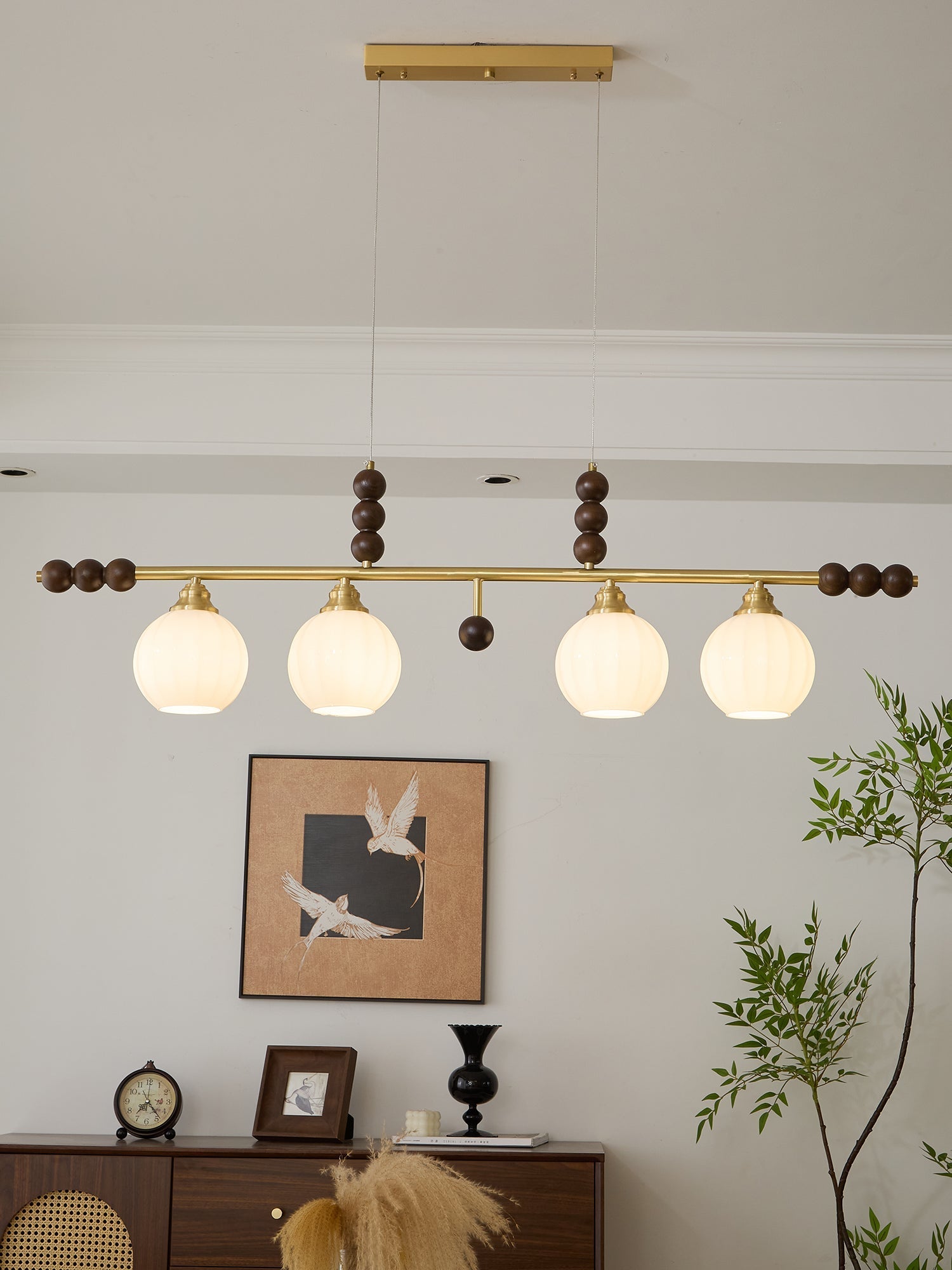 Zerinen Premium Nordic Art Island Glass Wood Pendant Lamp-Neutral Decor
