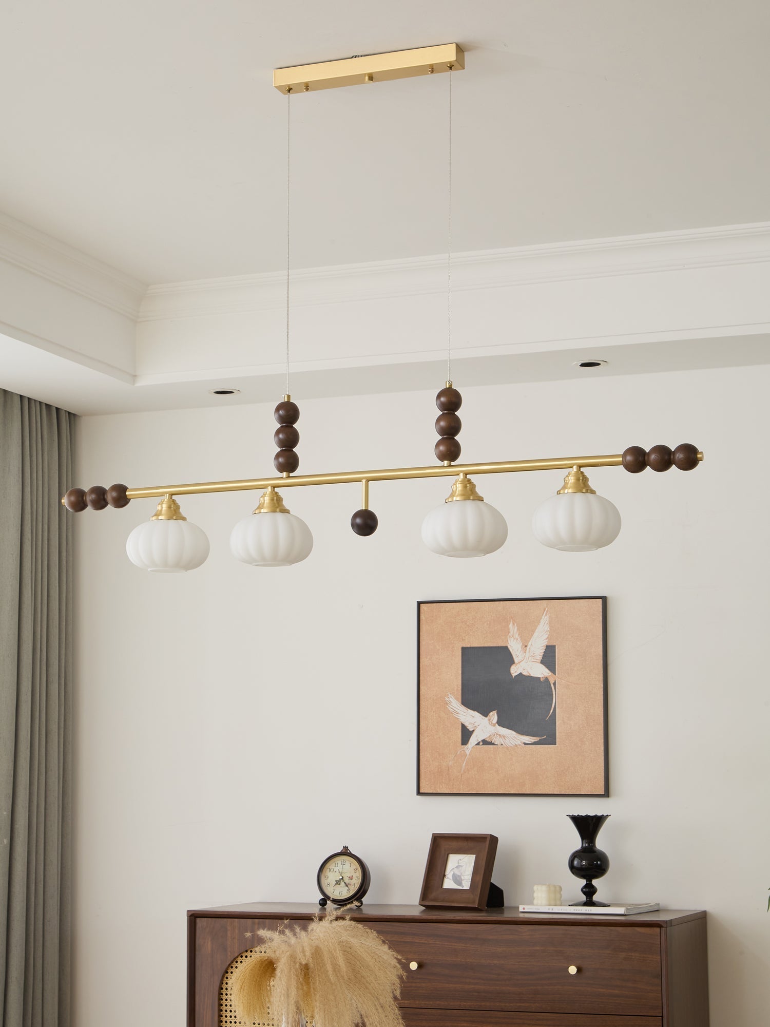 Zerinen Premium Nordic Art Island Glass Wood Pendant Lamp-Neutral Decor