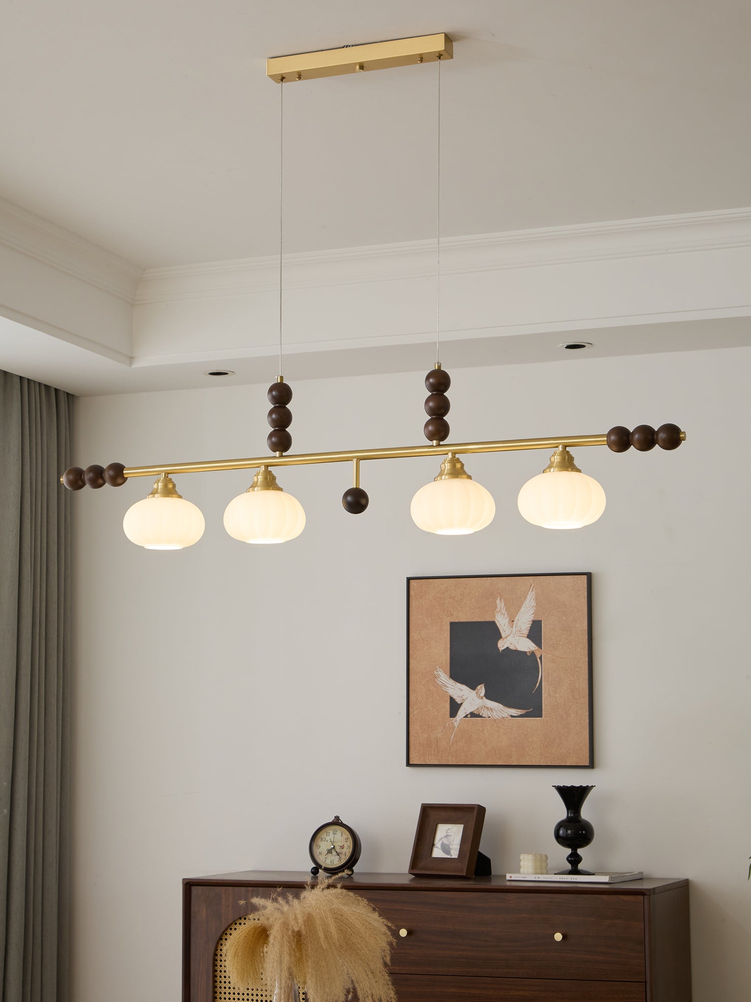 Zerinen Premium Nordic Art Island Glass Wood Pendant Lamp-Neutral Decor