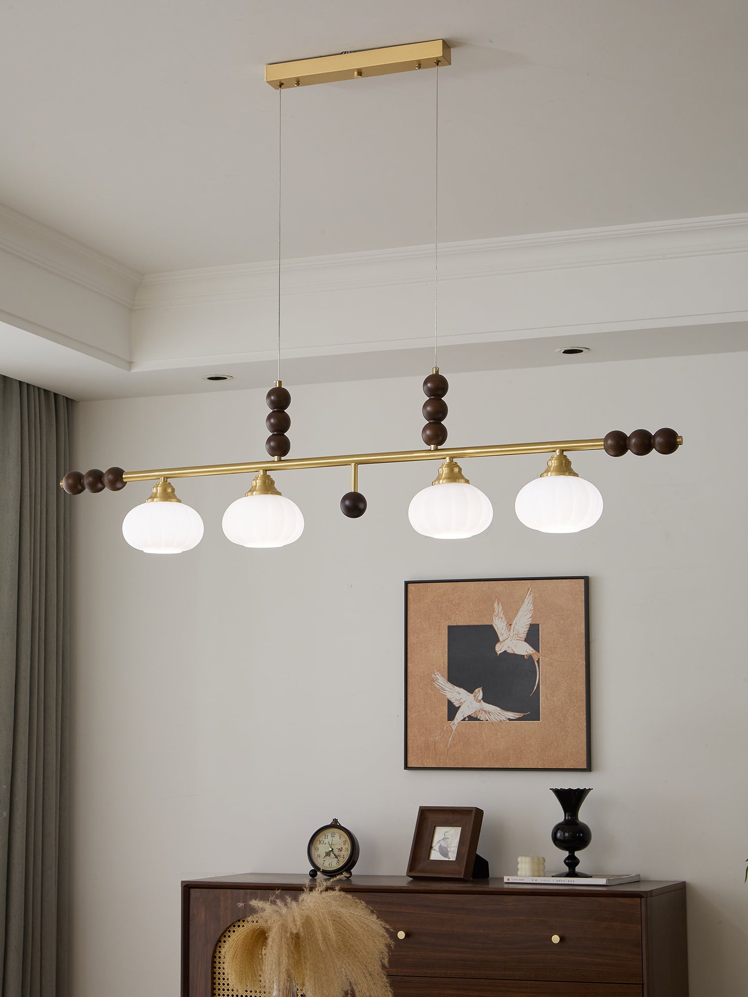 Zerinen Premium Nordic Art Island Glass Wood Pendant Lamp-Neutral Decor
