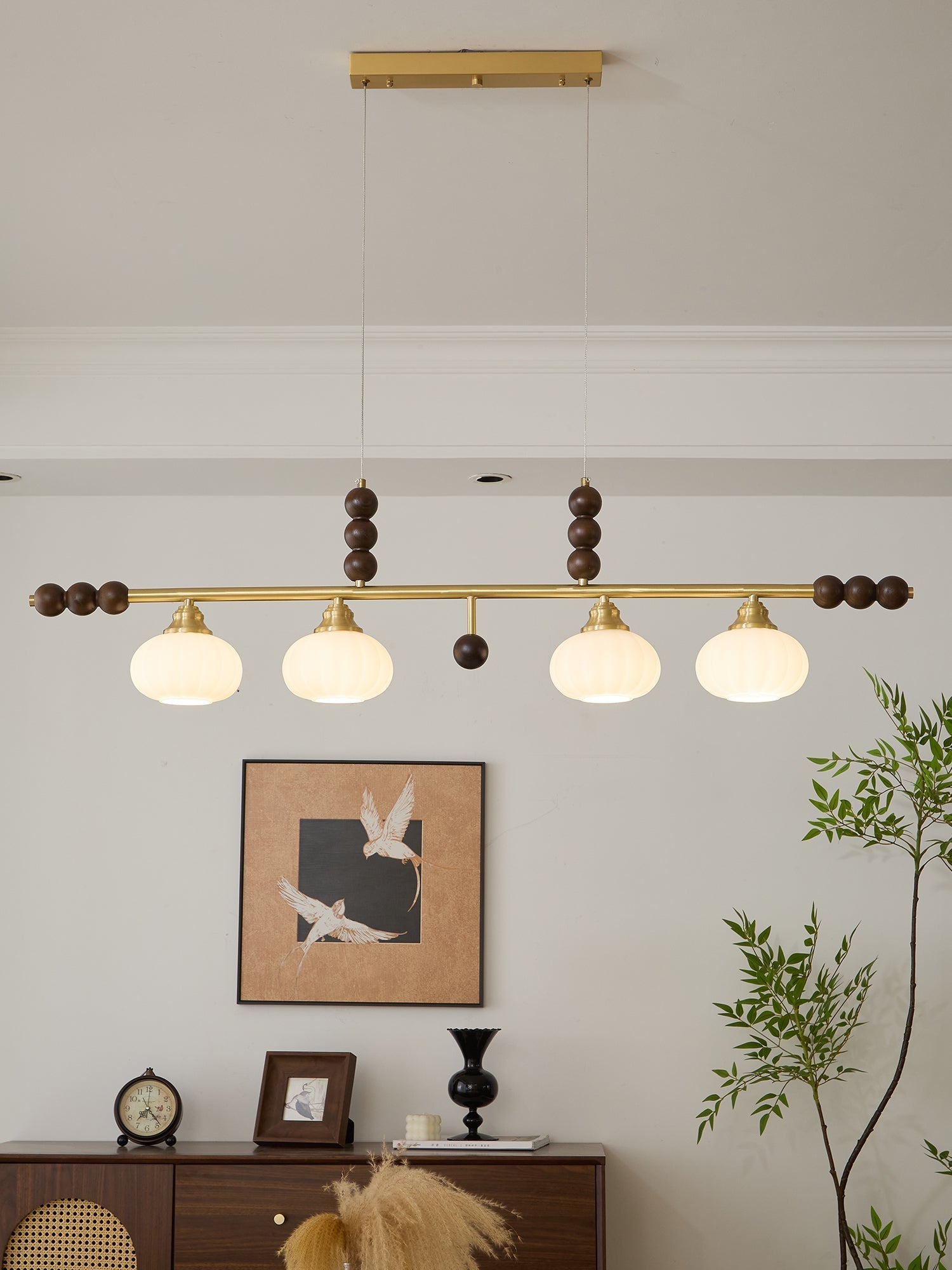 Zerinen Premium Nordic Art Island Glass Wood Pendant Lamp-Neutral Decor