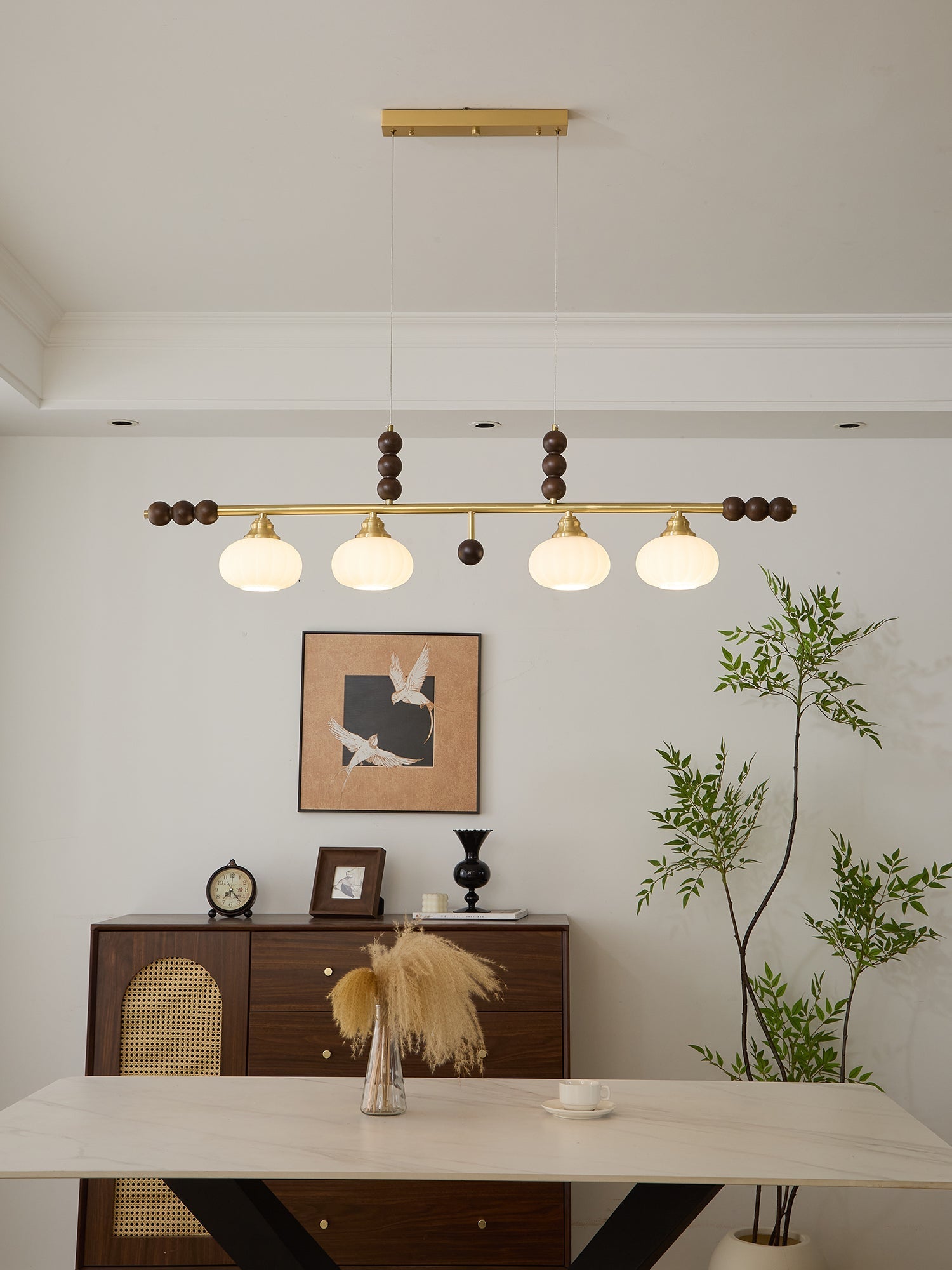 Zerinen Premium Nordic Art Island Glass Wood Pendant Lamp-Neutral Decor